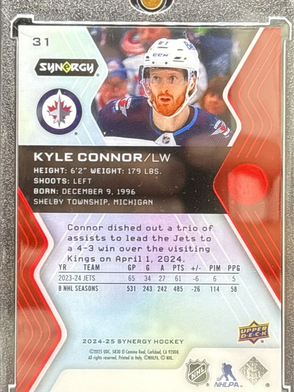 Upper Deck Synnergy Kyle Conner Hockey Trading Card